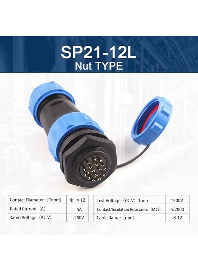 SP21 12 Pin IP68 Waterproof Connector Male Female Socket Cable SP21 12L - Image 3