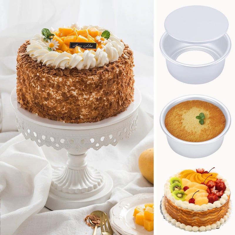 AWTBDP 6 Inch Round Cake Pan Set Of 4 Nonstick Aluminum Baking Pans With 100 Sheets Parchment Paper Tins Bakeware For Making Layered Cakes Deep Dish Pizza Quiches Removable Bottom For Easy Quick Release - Image 5