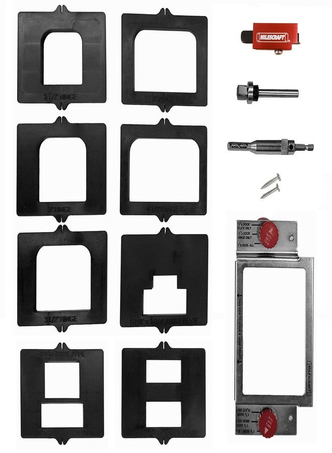 Milescraft 1220 Hinge Mate350 -Complete Hinge Installation Kit-Cut Hinge Mortises on Doors, Jambs, Latches & Strike Plates -Includes All Hardware for 1-3/8in & 1-3/4in Doors & 2-1/2 in to 4.5in Hinges - Image 1