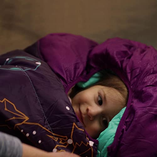 AceCamp Glow in the Dark Mummy Sleeping Bag for Kids and Youth, Temperature Rating 30°F/-1°C, Water-Resistant for Camping, Hiking, and Slumber Party (Purple, Kid's) - Image 4