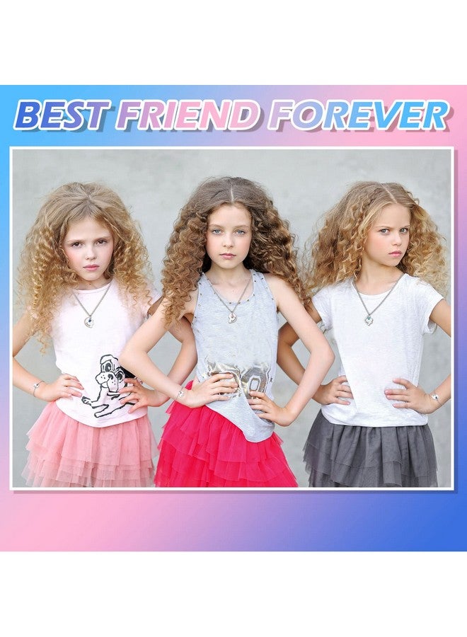 Bonuci 6 Pcs Best Friends Forever And Ever Bff Necklaces And Bracelet Printed Puzzle Broken Heart Pendant Necklaces Set Alloy Friendship Necklace Best Friend Jewelry For 3 Girls Connected Necklace (Silver)  - Image 5