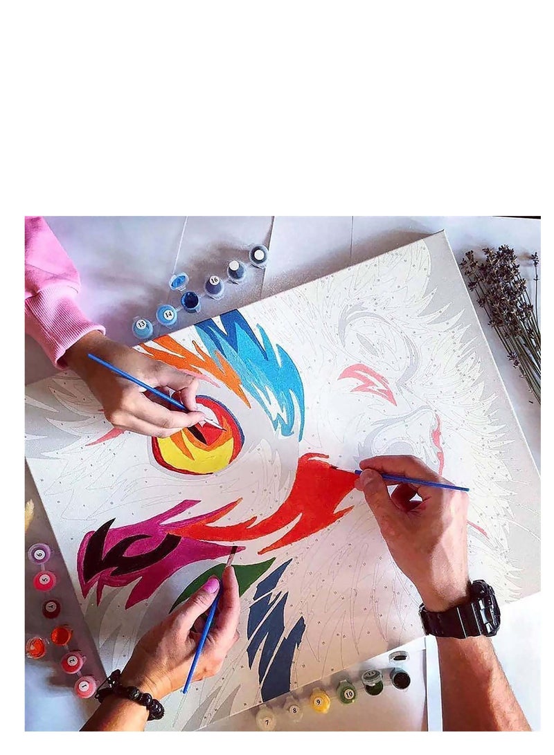 Paint by Numbers Kits, DIY Canvas Painting for Kids  Adults Beginner, Oil Drawing Paintwork and Paintbrushes, Bright Acrylic ment - Colorful Abstract Cats Gift Beginners or Hobbyists - Image 3