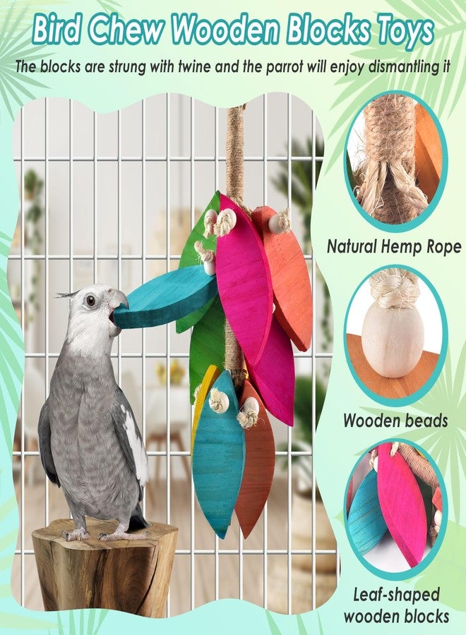 DBNESS 2 Pcs Large Bird Toys, Natural Corn Cob Parrot Chew Toy, Multicolored Leaf-Shaped Chewing Wood Blocks for Large and Medium-Sized Macaws, Cockatoos, Amazon Parrots, African Grey - Image 4