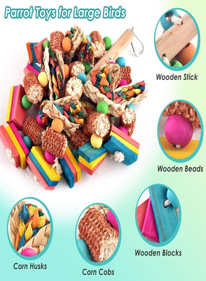 DBNESS 2 Pcs Large Bird Toys, Natural Corn Cob Parrot Chew Toy, Multicolored Leaf-Shaped Chewing Wood Blocks for Large and Medium-Sized Macaws, Cockatoos, Amazon Parrots, African Grey - Image 3