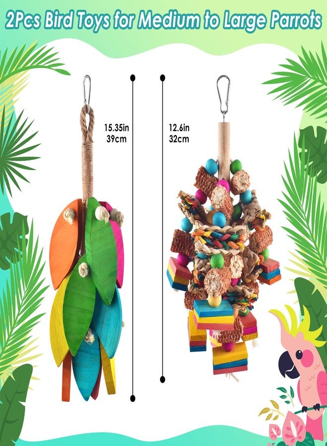 DBNESS 2 Pcs Large Bird Toys, Natural Corn Cob Parrot Chew Toy, Multicolored Leaf-Shaped Chewing Wood Blocks for Large and Medium-Sized Macaws, Cockatoos, Amazon Parrots, African Grey - Image 2