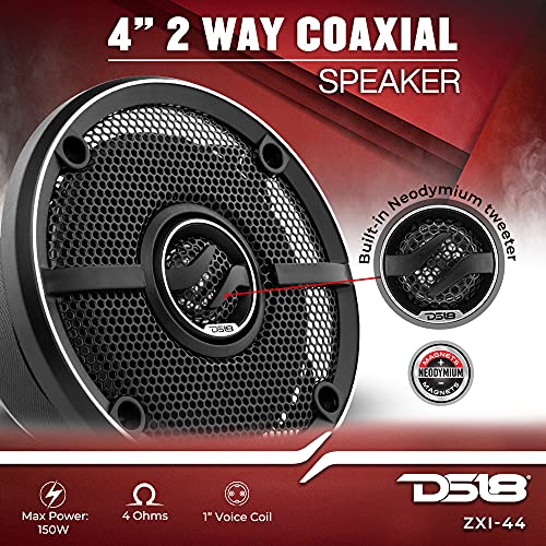 DS18 ZXI44 4 Car Audio Coaxial Speaker with Built in Neodymium Tweeter and Kevlar Cone 2 Way 150 Watts Max 4 Ohm 2 SpeakersBlack - Image 3