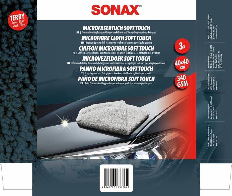 SONAX Microfibre Cloth Soft Touch (3 pcs) - Premium Detailing Cloths - Image 2