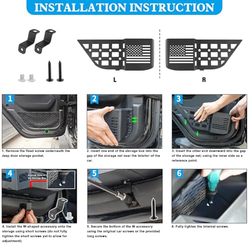 Z8 Metal Rear Door Storage Pockets Compatible with 2018-2025 Jeep Wrangler JL JLU JT Side Organizer Storage Box Replace Sagging Nets - Image 2