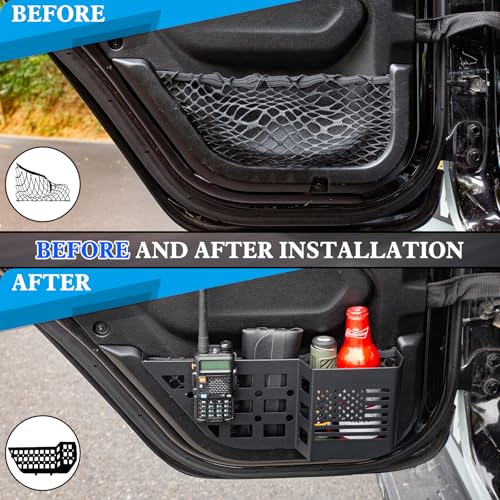Z8 Metal Rear Door Storage Pockets Compatible with 2018-2025 Jeep Wrangler JL JLU JT Side Organizer Storage Box Replace Sagging Nets - Image 3