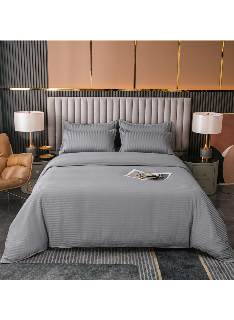 GOLDEN HOME طقم غطاء لحاف بنمط مخطط مكون من 6 قطع مقاس كينج/كوين/مفرد. تتضمن المجموعة 1 غطاء لحاف، 1 ملاءة سرير جاهزة، 4 أكياس وسائد  - Image 1