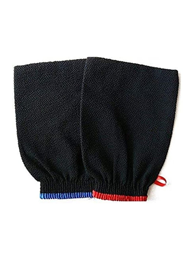 2 P iece Exfoliating Bath Glove Black  - Image 1