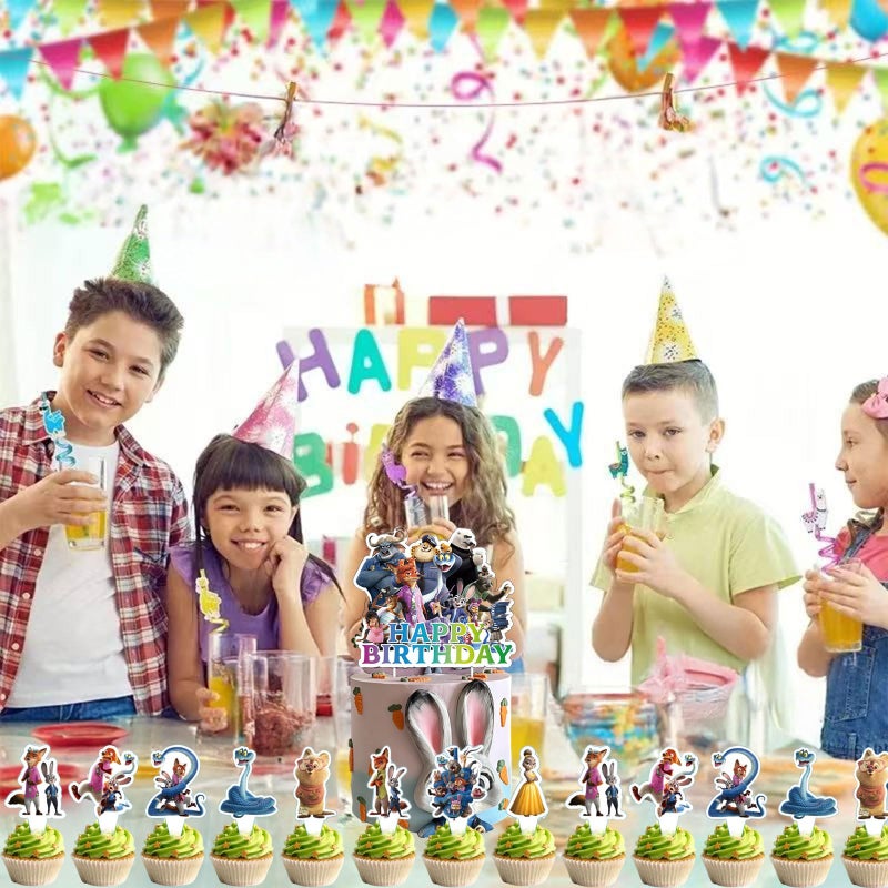 AHPAHP 25 Pcs Cartoon Movie Cake Topper, Cute Happy Birthday Cake Toppers, Animals Theme Birthday Cake Decorations - Image 3