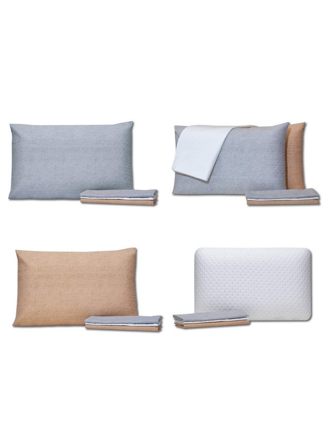 VISCO LOVE ProComf Travel and Camping Mate/Baby/Kid's/Teen's/Adult's Pillow Case- Pack of 3 (Cream, Ivory, Blue)  - Image 2