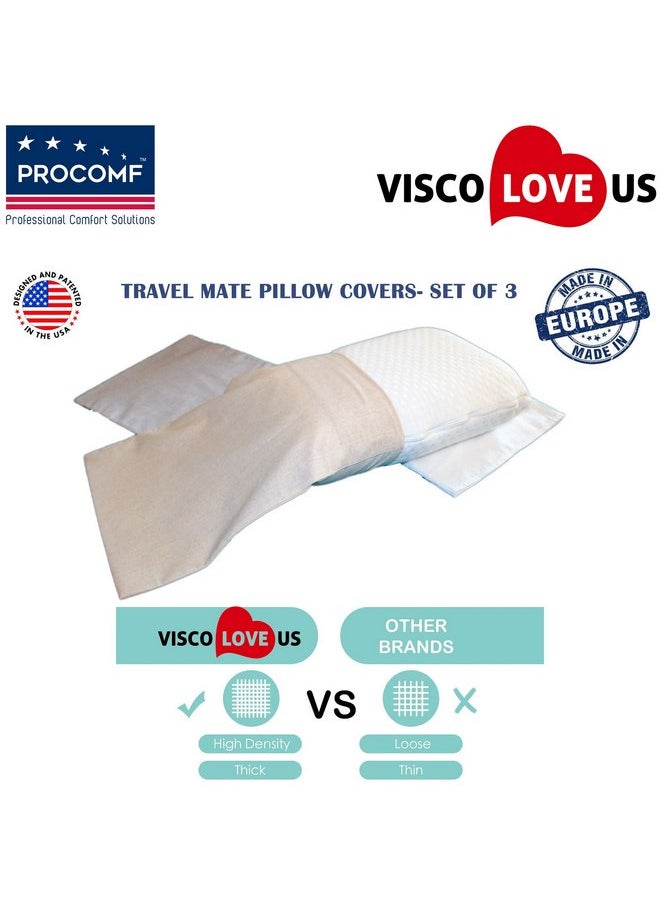 VISCO LOVE ProComf Travel and Camping Mate/Baby/Kid's/Teen's/Adult's Pillow Case- Pack of 3 (Cream, Ivory, Blue)  - Image 3