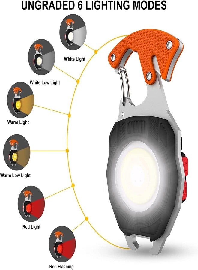 DVIJISHA Portable LED Flashlight COB Keychain Emergency Light for Outdoor Rechargeable Flashlights with 500 Lumens Rechargeable Lighter Whistles Bottle Opener Screwdriver(Multicolor) - Image 4