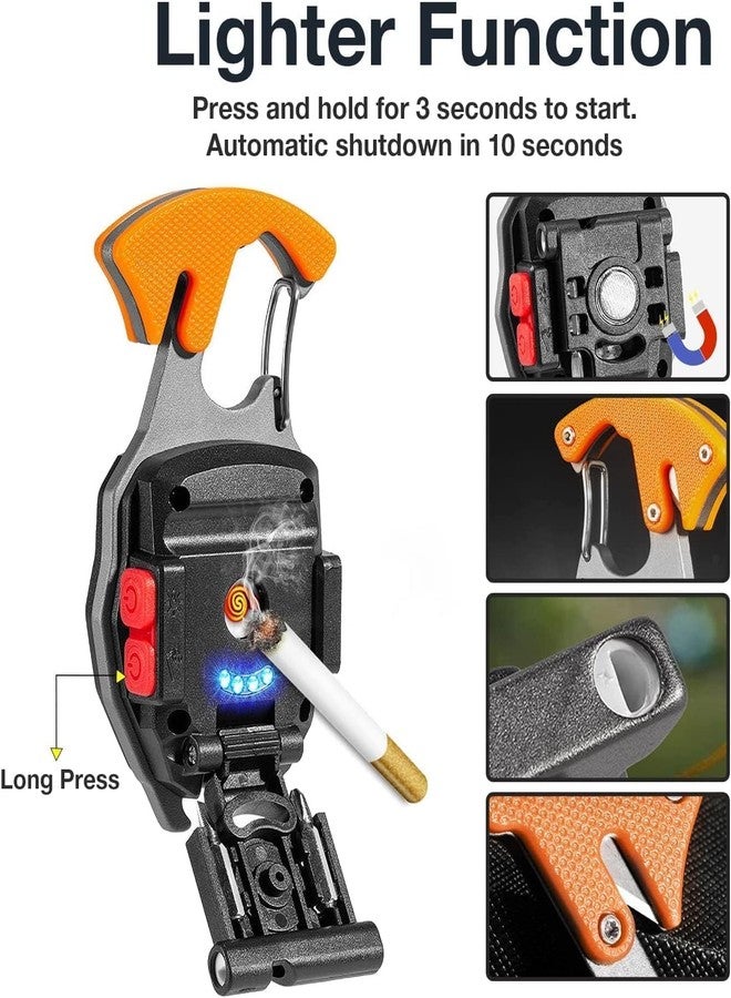 DVIJISHA Portable LED Flashlight COB Keychain Emergency Light for Outdoor Rechargeable Flashlights with 500 Lumens Rechargeable Lighter Whistles Bottle Opener Screwdriver(Multicolor) - Image 3