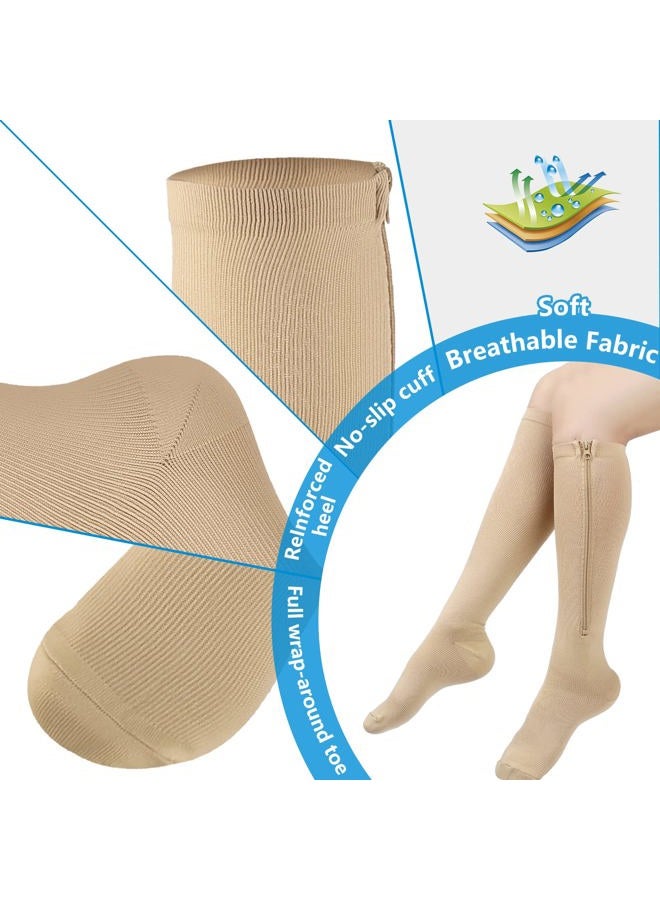 cerpite Zipper Compression Socks, 2 Pairs 15-20 mmHg Closed Toe Compression Stockings for Men Women，Suit for Running - Image 5