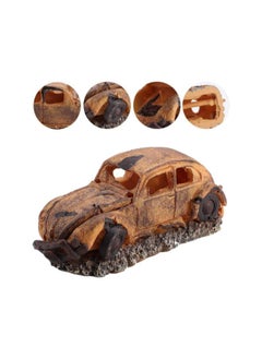 Aquarium Bubbler Decorations, Fish Tank Resin Ornament for Air Bubble Stone Oxygen Pump - Imitation Car Wreck