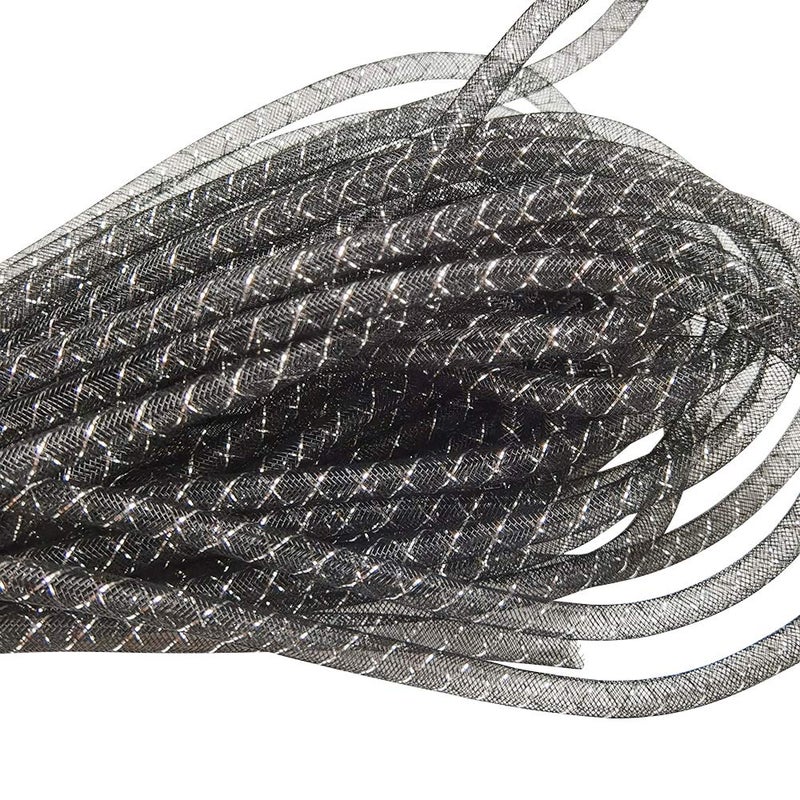 Chenkou Craft Black 12Yards Solid Mesh Tube Deco Flex for Wreaths Crafts (Black, 3/8"(8mm)) - Image 1