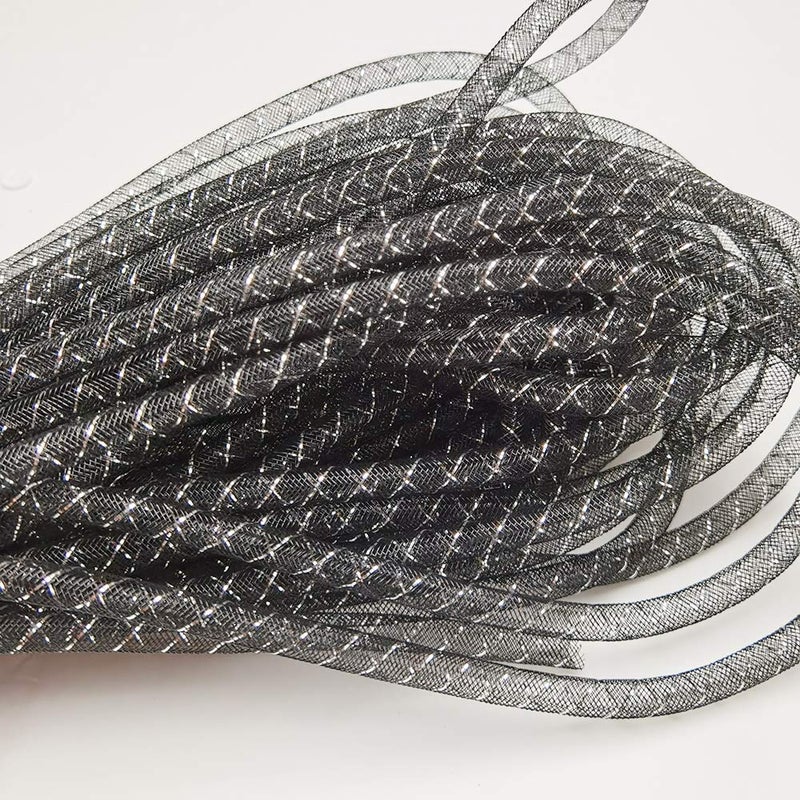 Chenkou Craft Black 12Yards Solid Mesh Tube Deco Flex for Wreaths Crafts (Black, 3/8"(8mm)) - Image 2