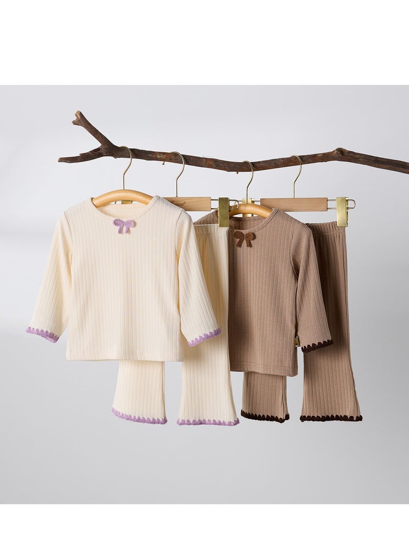 Yangqi Baby Bottom Home Clothes Split Bottom Shirt Bellbottom Pants Two Piece Set  - Image 3