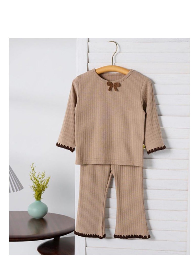 Yangqi Baby Bottom Home Clothes Split Bottom Shirt Bellbottom Pants Two Piece Set  - Image 5