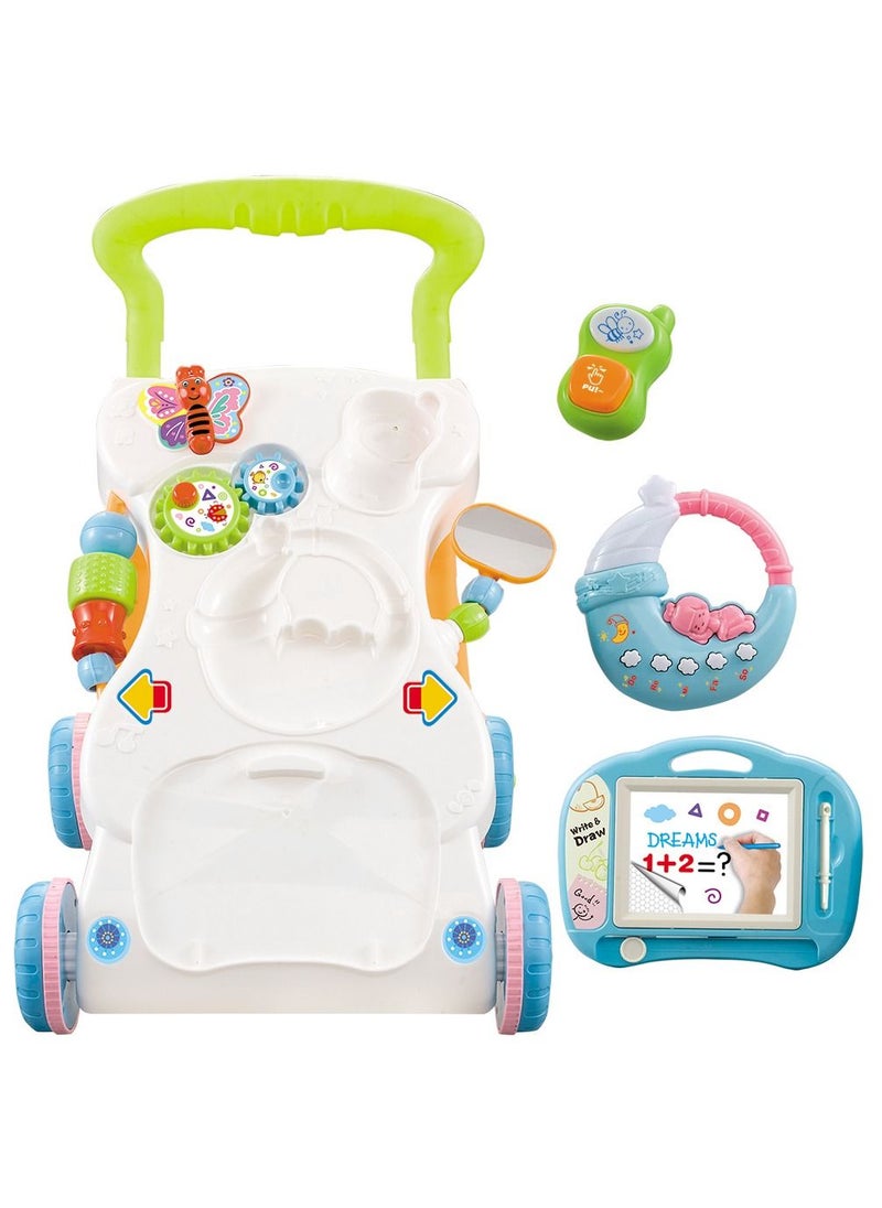 HUNGER Sit-to-Stand Learning Walker Tenlso Baby Walking Toys,Push Pull Toys - Adjust Speed, Non-Slip, Prevention O-Leg With Music,Mirror,Book - 0-3 Year Old  - Image 1