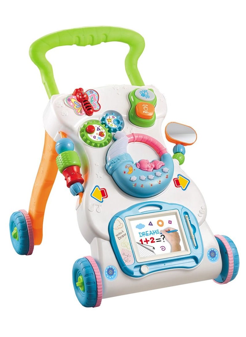 HUNGER Sit-to-Stand Learning Walker Tenlso Baby Walking Toys,Push Pull Toys - Adjust Speed, Non-Slip, Prevention O-Leg With Music,Mirror,Book - 0-3 Year Old  - Image 2