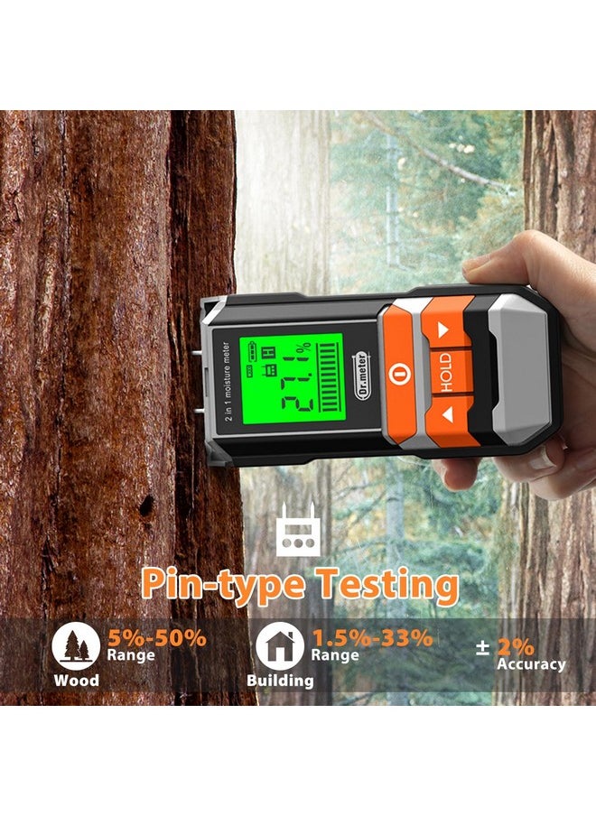 Dr.Meter Dr.meter Wood Moisture Meter, 2 in 1 Pin & Pinless Moisture Tester, Digital Dampness Moisture Sensor Detector for Wood Firewood Drywall Paper Floor Woodworking, Water Leak Detector  - Image 2