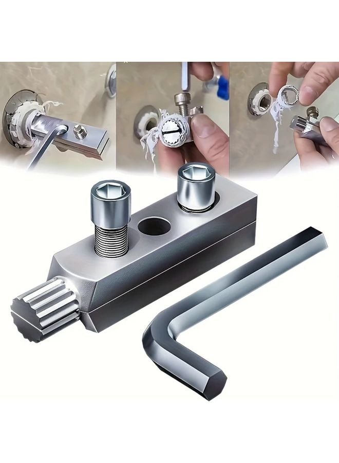 2 Pcs Set Faucet Valve Extractor Tool 1 2 and 3 4 Inch Adjustable Angle Steel Pipe Screw Remover with Bonus Wrench - Image 2