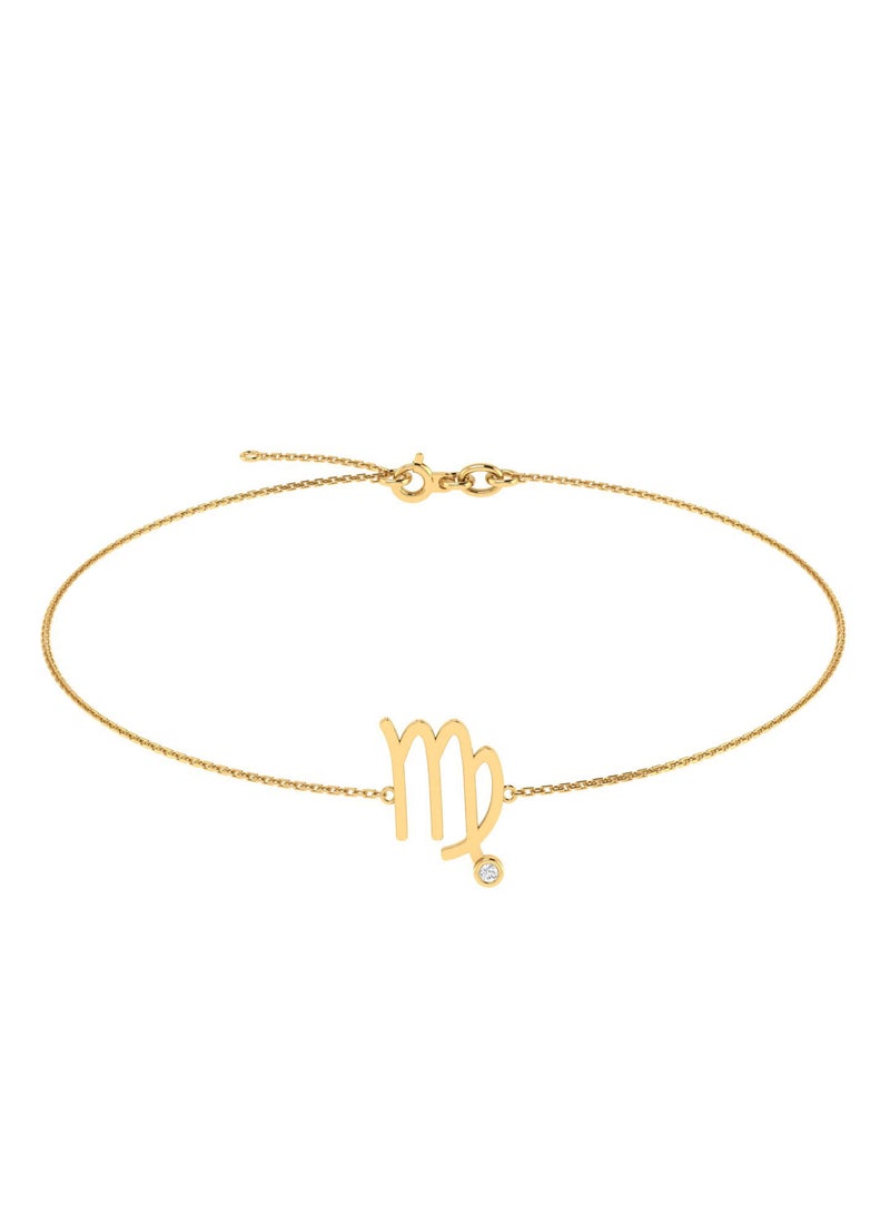 Capri Gold 18K Yellow Gold Virgo Zodiac Sign Bracelet with Diamond