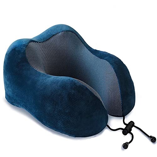 Chocozone Memory Foam Travel Pillow for Flights Neck Pillow for Travelling & Neck Pillows for Sleeping (Blue) - Image 1