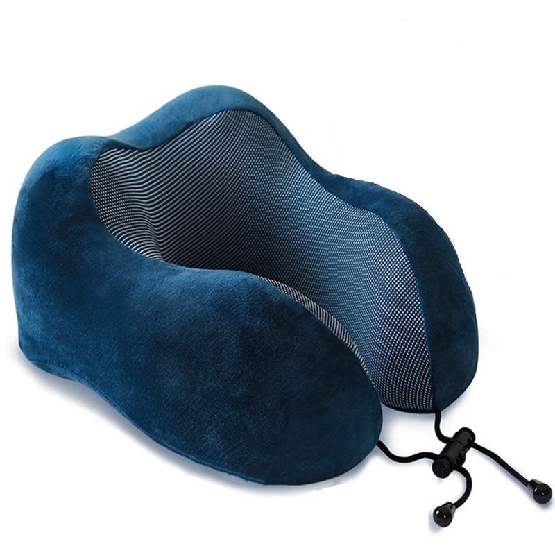 Chocozone Memory Foam Travel Pillow for Flights Neck Pillow for Travelling & Neck Pillows for Sleeping (Blue) - Image 5