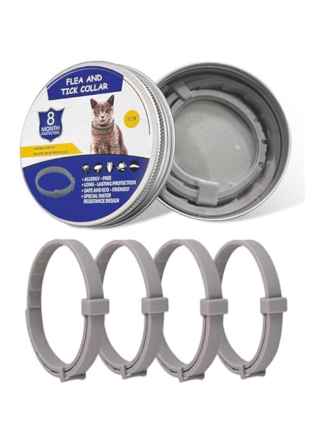 HOOKOR 4 Pack Flea and Tick Collar for Cats and Dogs,Cat Flea and Tick Collar, Adjustable Natural Repellent Tick, Effective Protection Waterproof Cat Prevention Flea Collar (Cat)  - Image 1