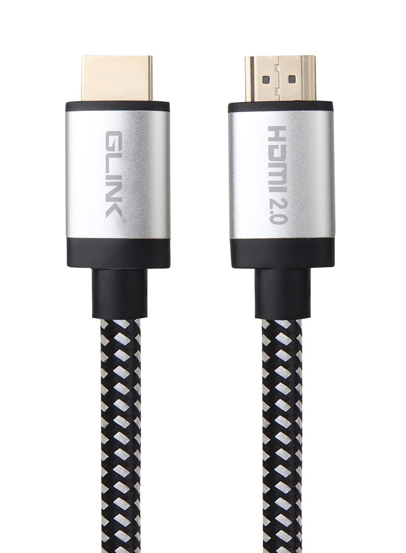 جلينك كابل HDMI فائق السرعة 4K من GLINK GL-201، 2.0 فولت مع إيثرنت 18 جيجابت في الثانية، يدعم DOLBY، 3D، 4K@60Hz، HDCP 2.2، إرجاع الصوت، مضفر قطني، موصل معدني مطلي بالذهب (10متر) - Image 1