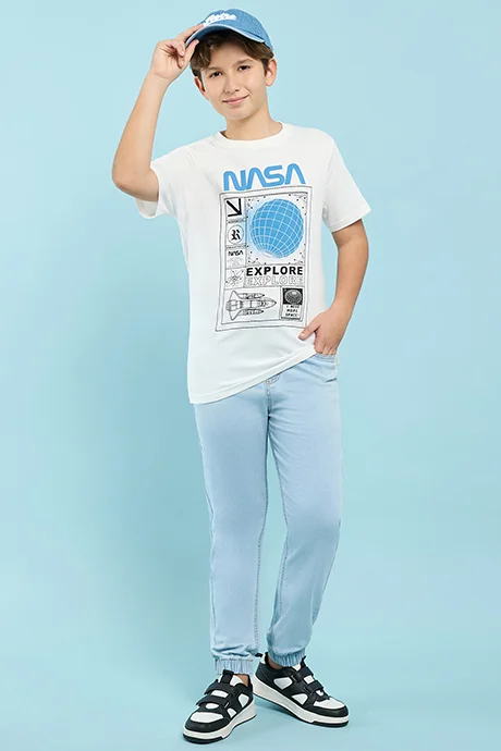 R&B Printed T-Shirt with Crew Neck and Short Sleeves