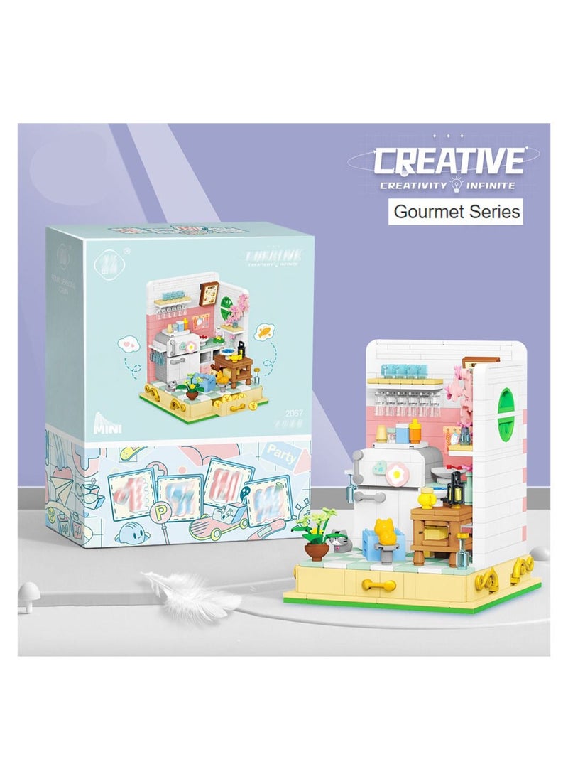 Mini Cartoon Series Creative Model Jigsaw Puzzle Assembling Building Block Toys Gourmet Series Classic Creative Children's Building Block Toys
