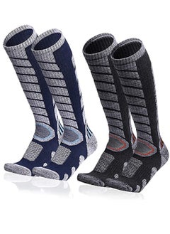 Knee High Compression Socks, Sports Comfortable Socks, Fit Athletic Ski Socks, Snowboarding Socks, Skiing Calf Socks, Winter Long Socks for Women Men Sport Running Travel (2Pairs)