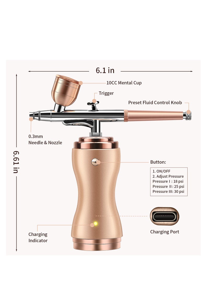 KASTWAVE Airbrush Kit with Compressor Portable Cordless Air Brush Set for Painting Gravity Feed Dual Action Mini Rechargeable Handheld Airbrush - Image 5