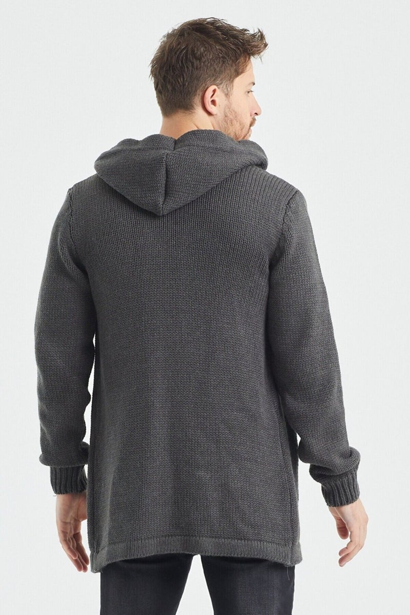 Cool Tarz Cool Style Men's Smoke Hooded Pocket Poncho Knitwear Cardigan  - Image 2