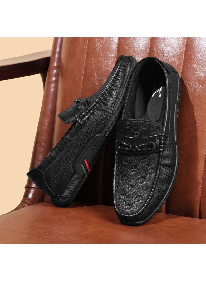 Septwolves Top-grain Perforated Leather】men's Casual Leather Shoes, Autumn Breathable Driving Moccasins, Slip-on Loafers For Men - Image 4