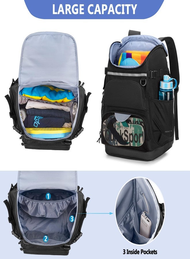 GOBUROS Swim Backpack with Separate Shoe Space, Swim Gear Bag for Swimming Pool, Beach, Swimming Athlete Sports Backpack for Men and Women, Black - Image 3
