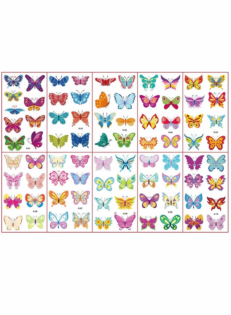 SYOSI 10 Sheets Butterfly Temporary Tattoos for Children Tattoos Girls/Kids Tattoos Butterfly Stickers for Children Party Waterproof Fake 3d Tattoos Pass The Parcel Gifts Butterfly Birthday Gift Party Bag - Image 1