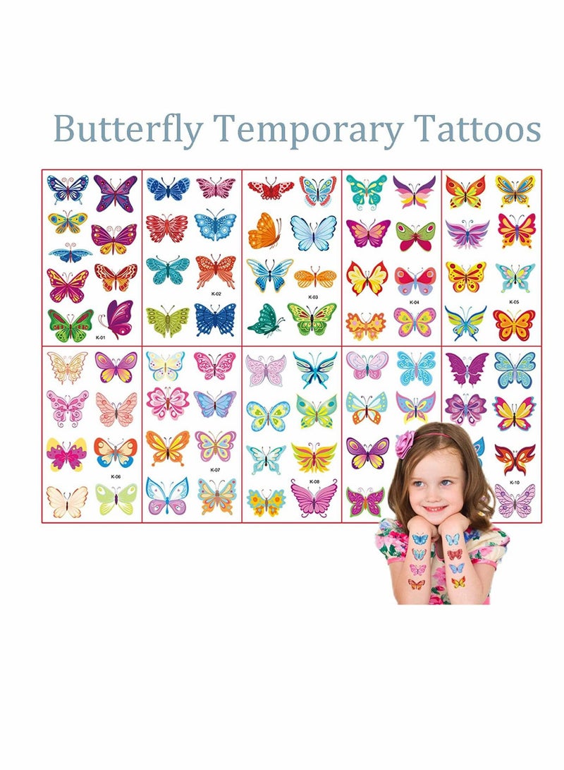 SYOSI 10 Sheets Butterfly Temporary Tattoos for Children Tattoos Girls/Kids Tattoos Butterfly Stickers for Children Party Waterproof Fake 3d Tattoos Pass The Parcel Gifts Butterfly Birthday Gift Party Bag - Image 3