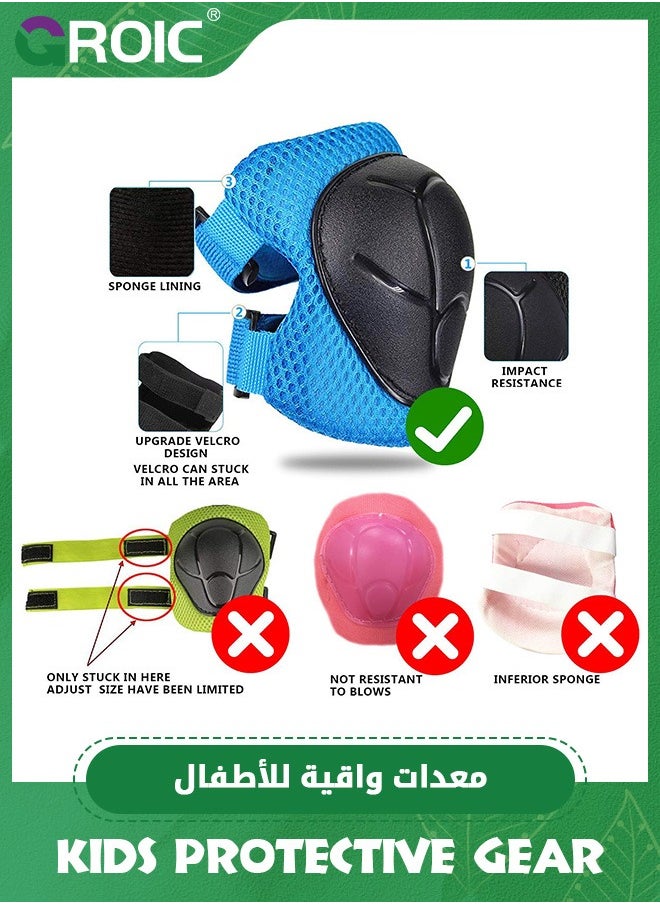 GROIC 6PCS Knee Pads for Kids Kneepads and Elbow Pads,Wrist Guards,Toddler Protective Gear Set,Kids Elbow Pads with Adjustable Strap for Bike Roller Skates Skateboard  - Image 3
