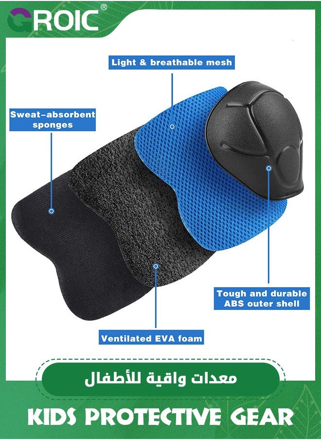 GROIC 6PCS Knee Pads for Kids Kneepads and Elbow Pads,Wrist Guards,Toddler Protective Gear Set,Kids Elbow Pads with Adjustable Strap for Bike Roller Skates Skateboard  - Image 2