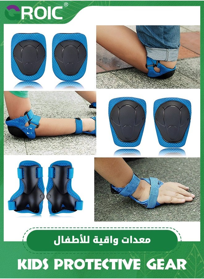 GROIC 6PCS Knee Pads for Kids Kneepads and Elbow Pads,Wrist Guards,Toddler Protective Gear Set,Kids Elbow Pads with Adjustable Strap for Bike Roller Skates Skateboard  - Image 4