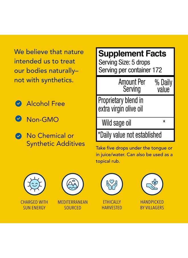 North American Herb & Spice - Sagenol 1 Fl. Oz. Wild Sage Oil Healthy Hormone Support Antioxidant Power Nongmo 60 Servings - Image 1