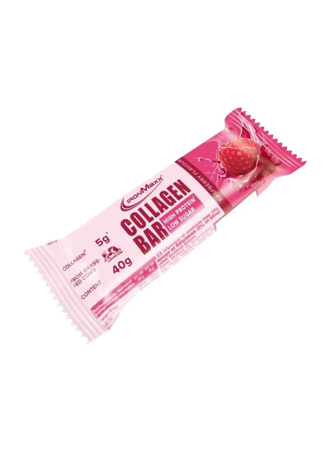 IronMaxx Collagen Bar 12x40g | Raspberry Flavour, Grass-Fed Collagen, Low Sugar, High Protein - Image 1