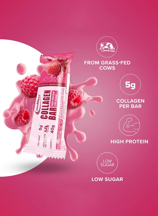 IronMaxx Collagen Bar 12x40g | Raspberry Flavour, Grass-Fed Collagen, Low Sugar, High Protein - Image 5